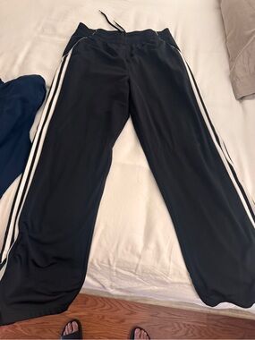 adidas Black Jogger Sweatpants with White Stripes